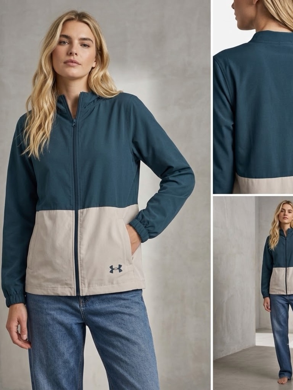 Under Armour Blue Windbreaker Jacket Size Large Lightweight Athletic Jacket